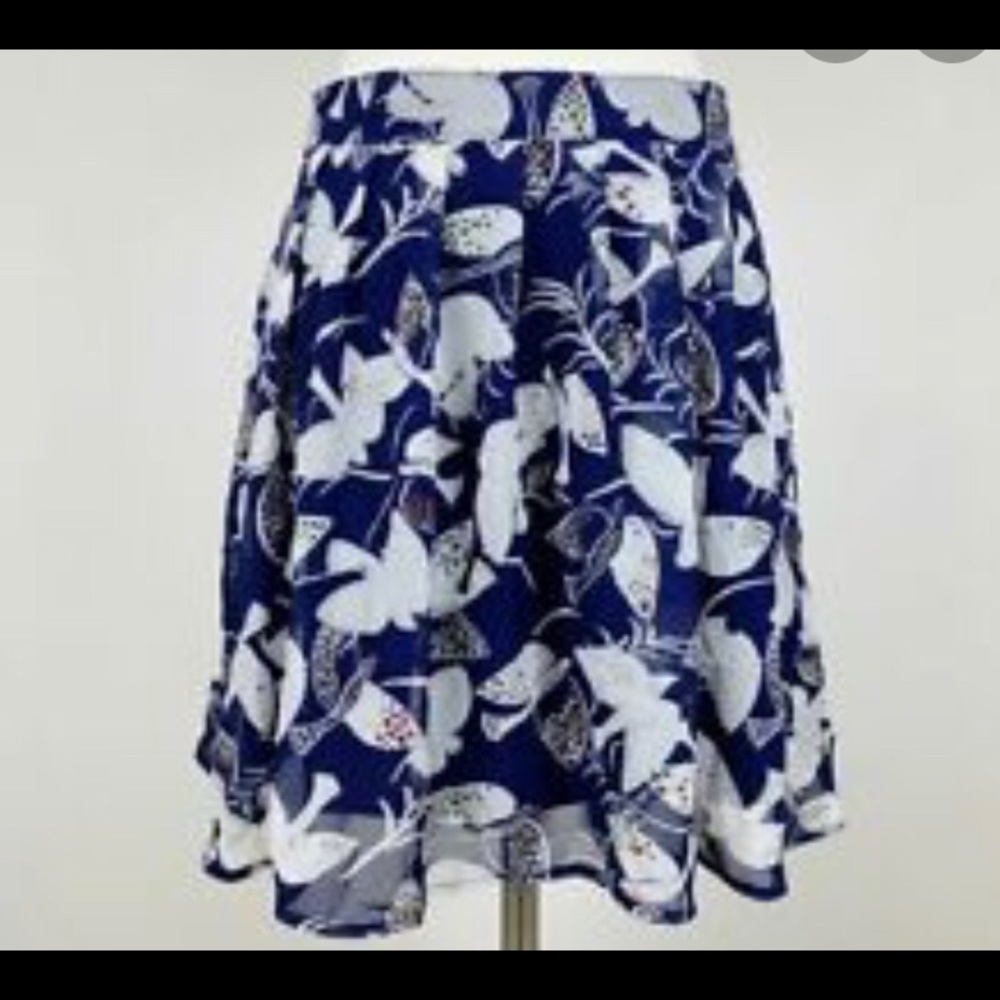 Navy Bird Print Chiffon Pleated Old Navy Skirt